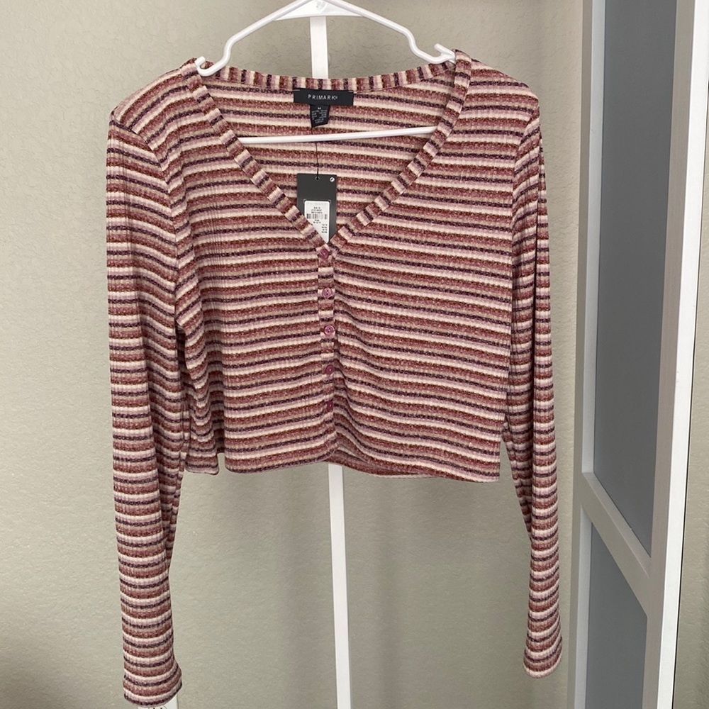 Primark Long Sleeve Striped Crop Top